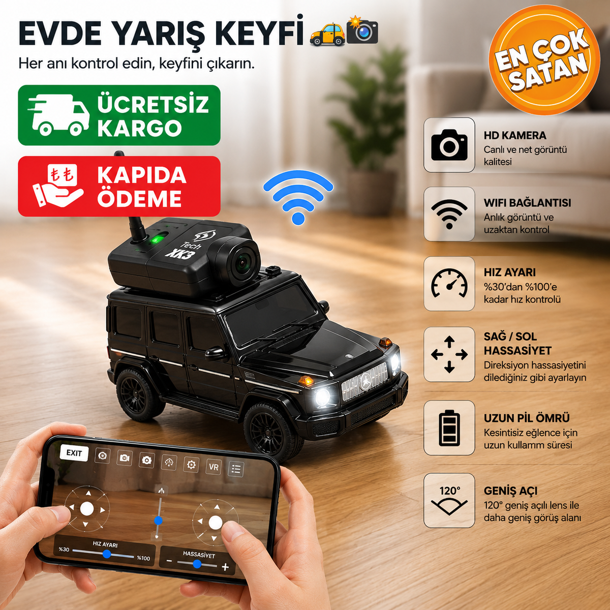 Hızlı ve Öfkeli®- RC kameralı Telefon Kontrollü Mercedes Araba